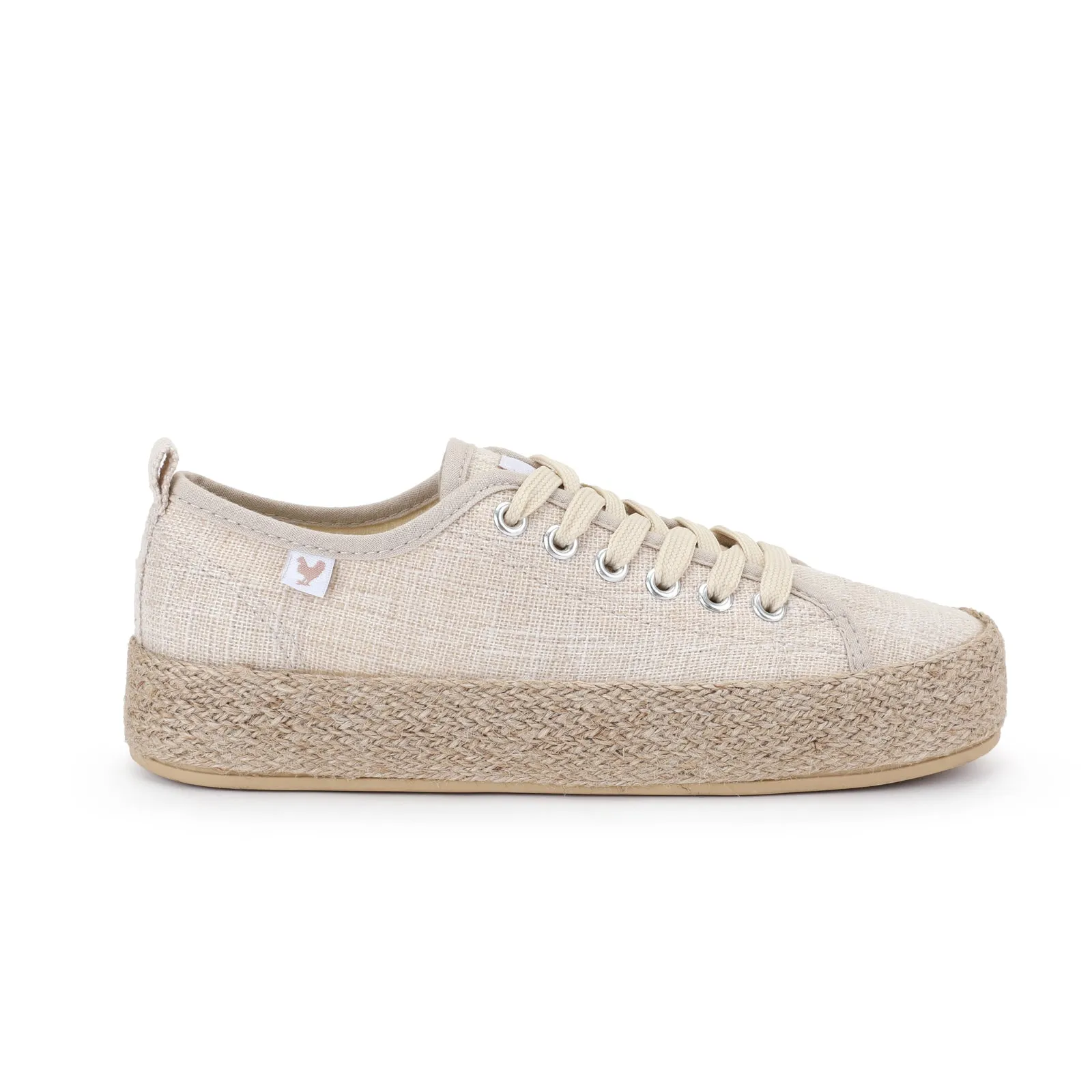 Sandy linen lace-up espadrille sneakers