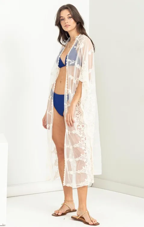 Sheer Attitude Embroidered Lace Duster