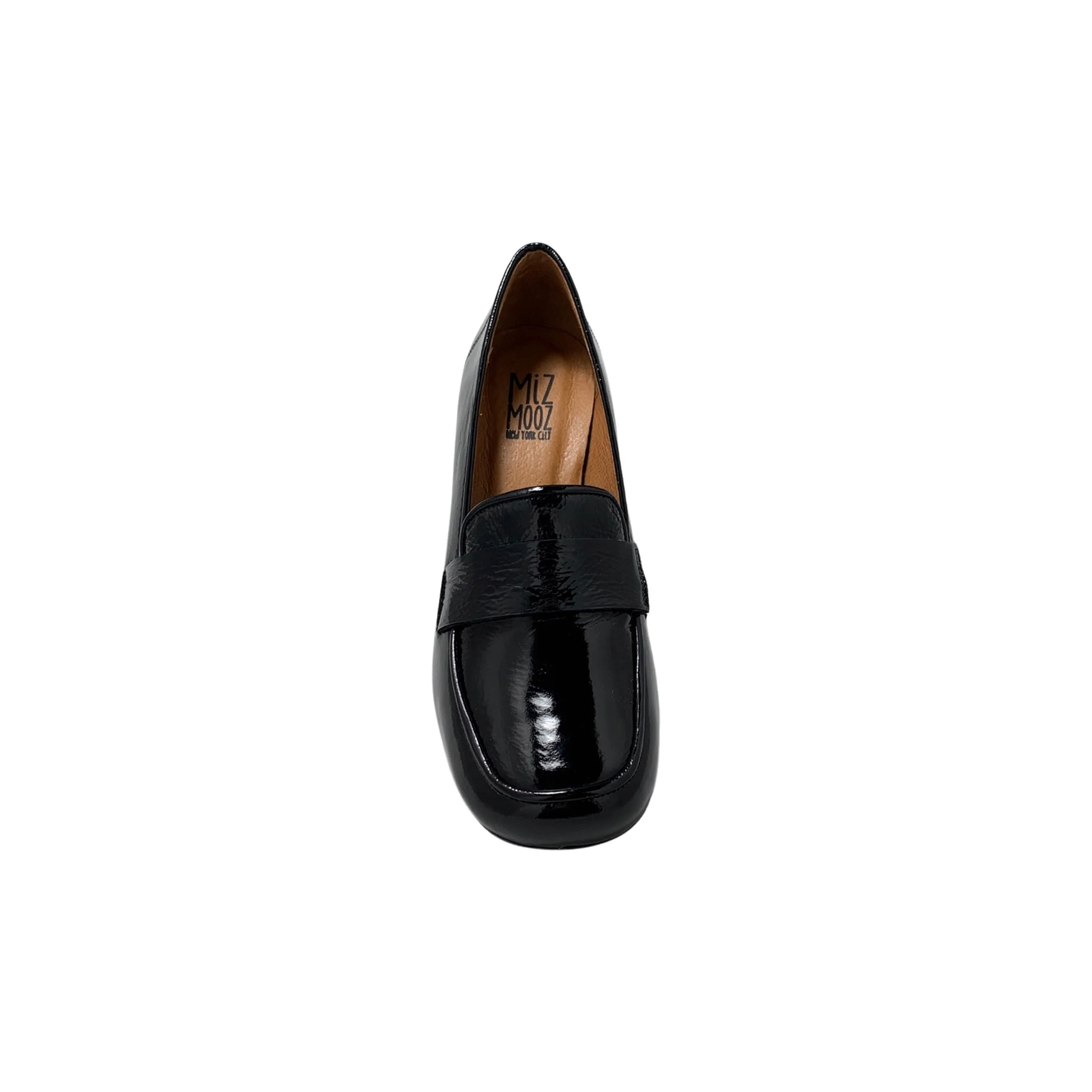 Siana Black Patent Loafer Heel