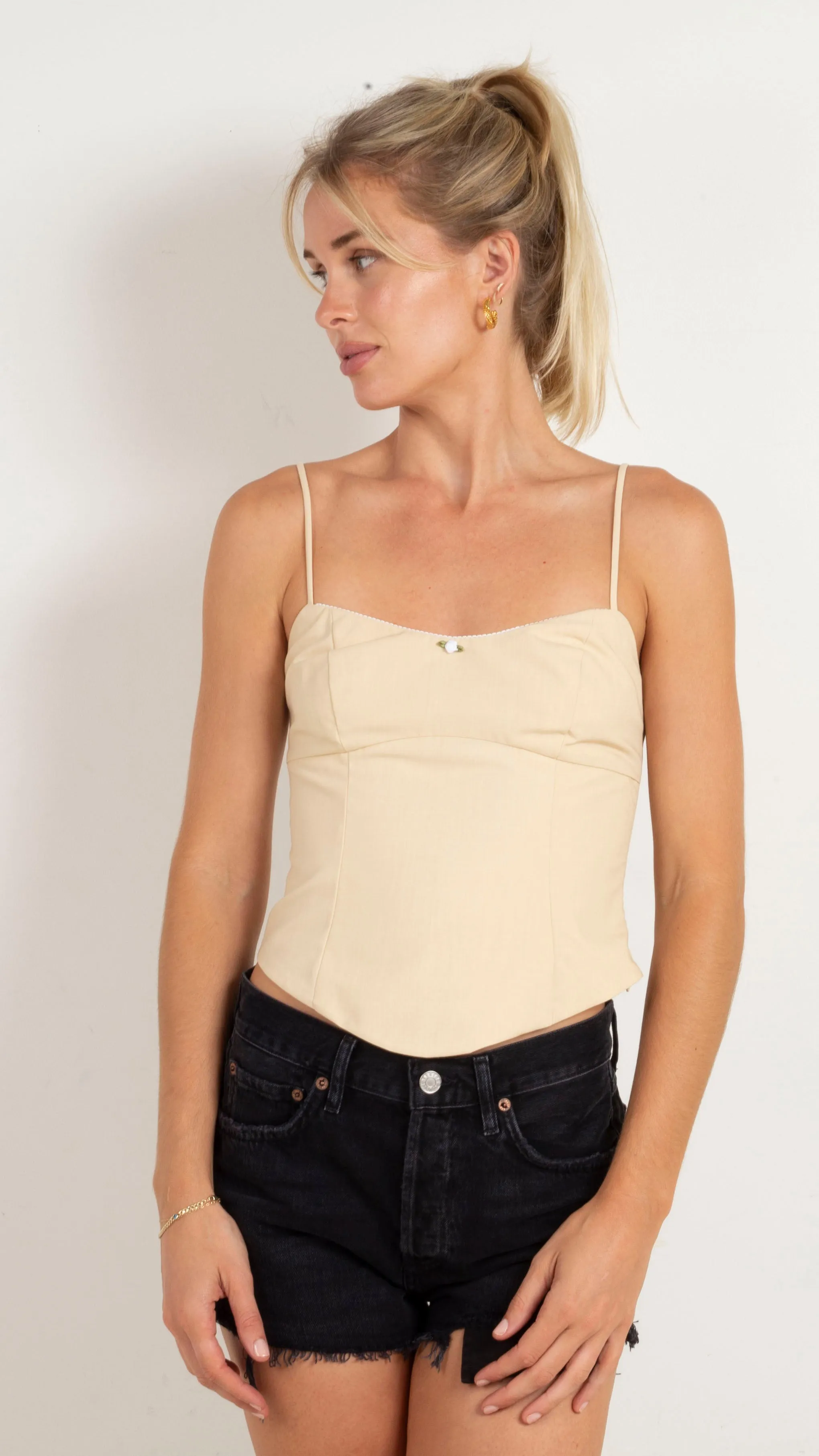 Sonny Corset Tank -Tan