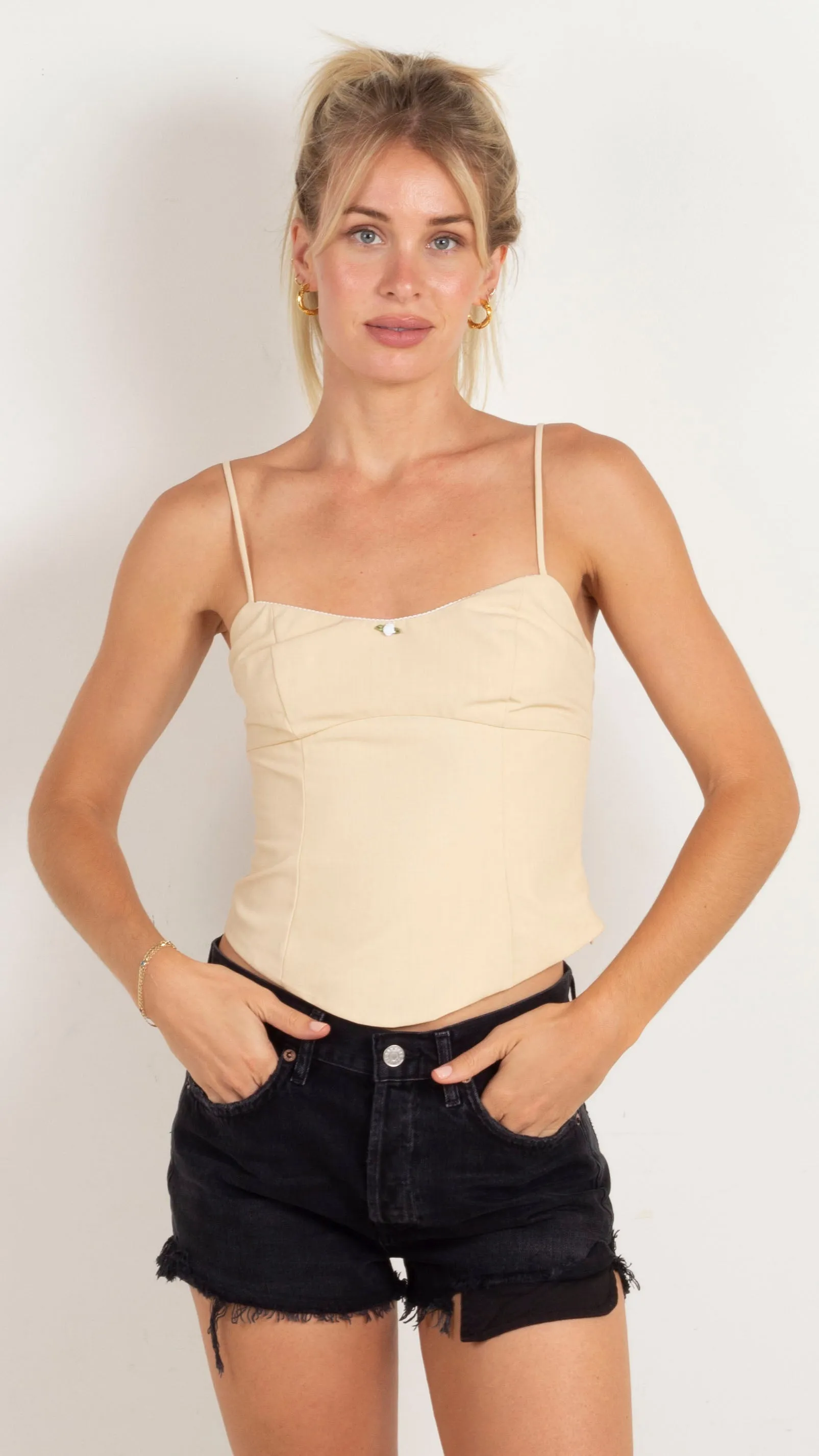 Sonny Corset Tank -Tan