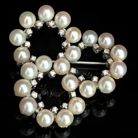 The Ashland - Vintage Pearl Diamond 18k Gold Italian Brooch