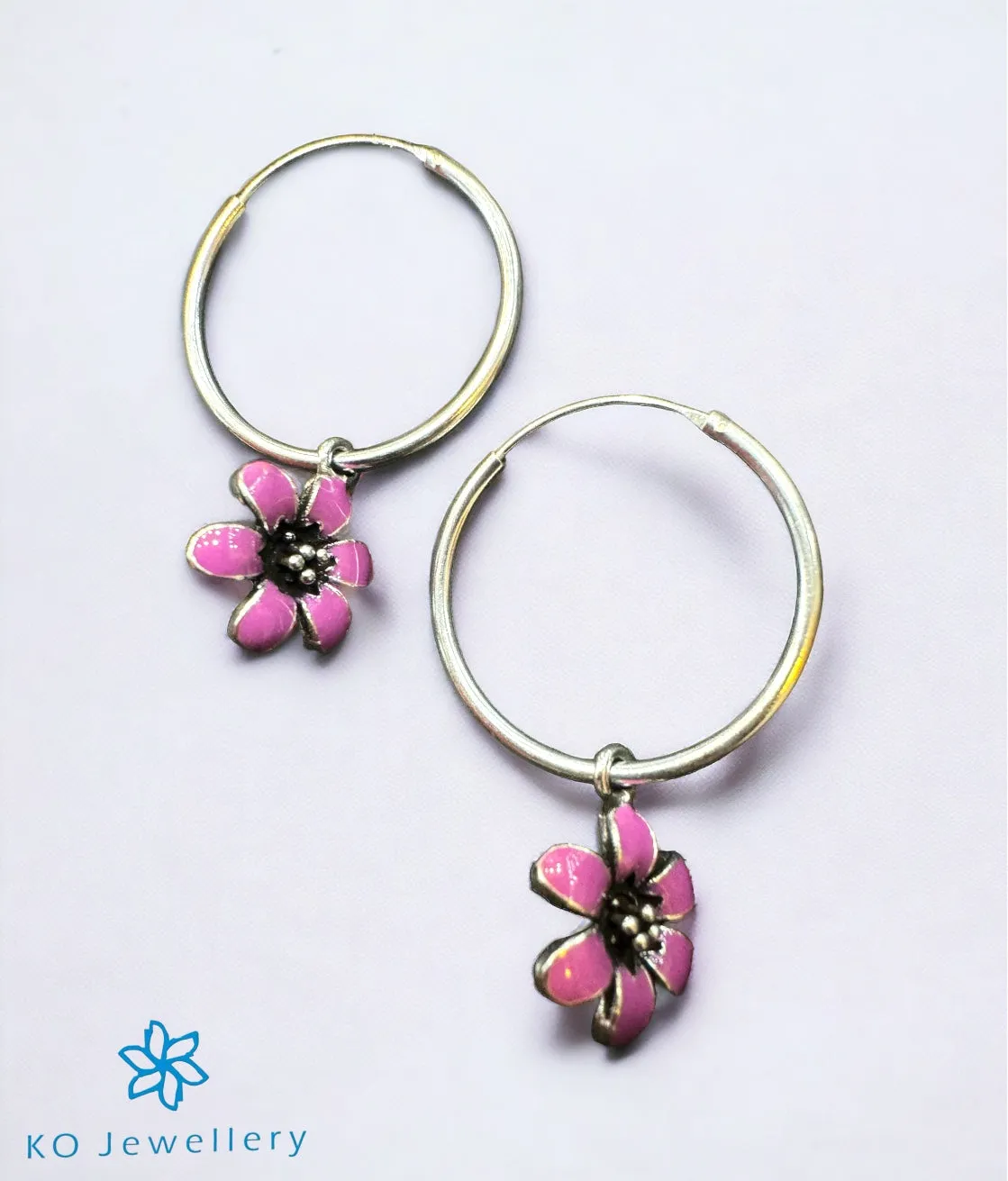 The Dakota Silver Hoops (Pink)