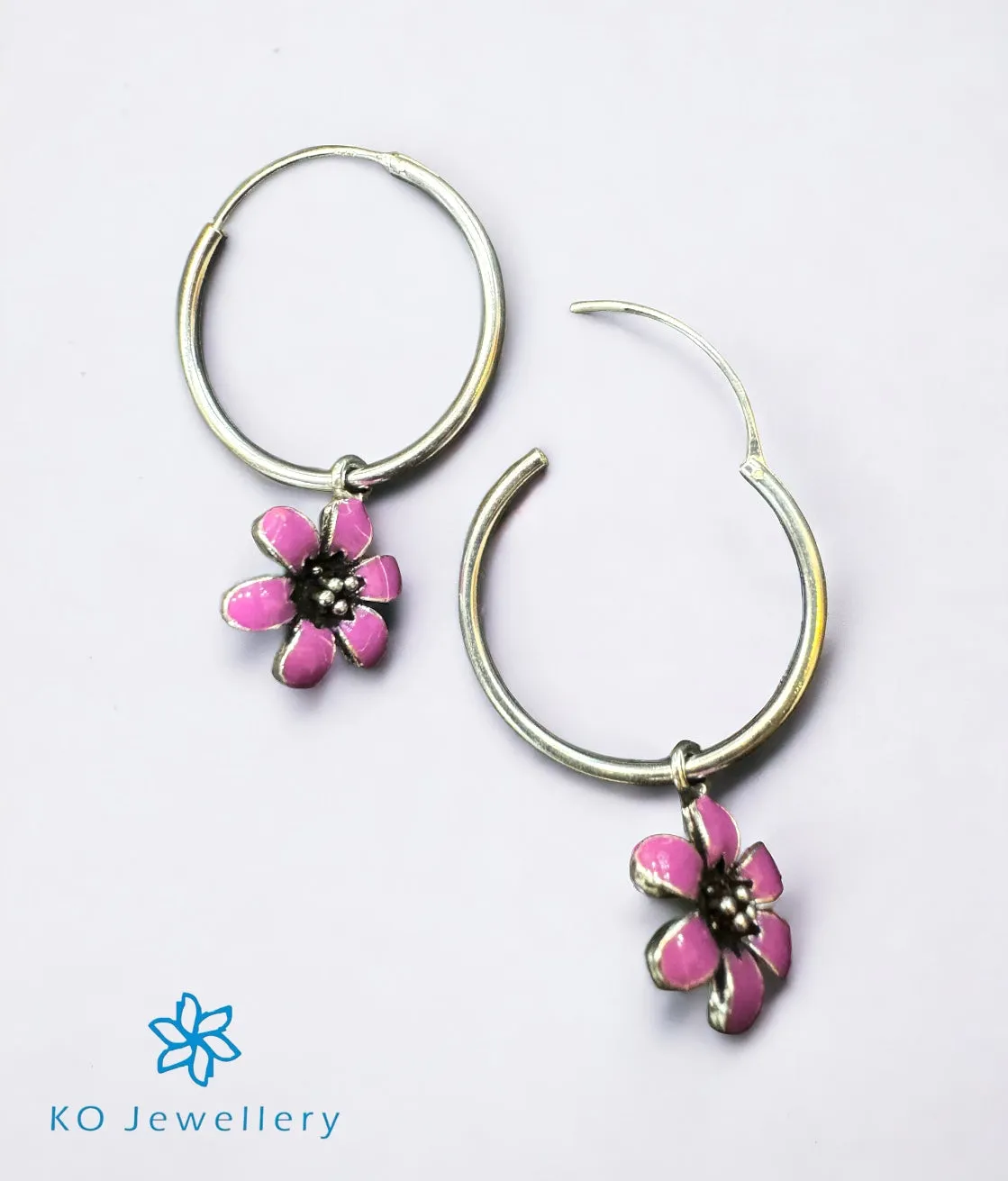 The Dakota Silver Hoops (Pink)