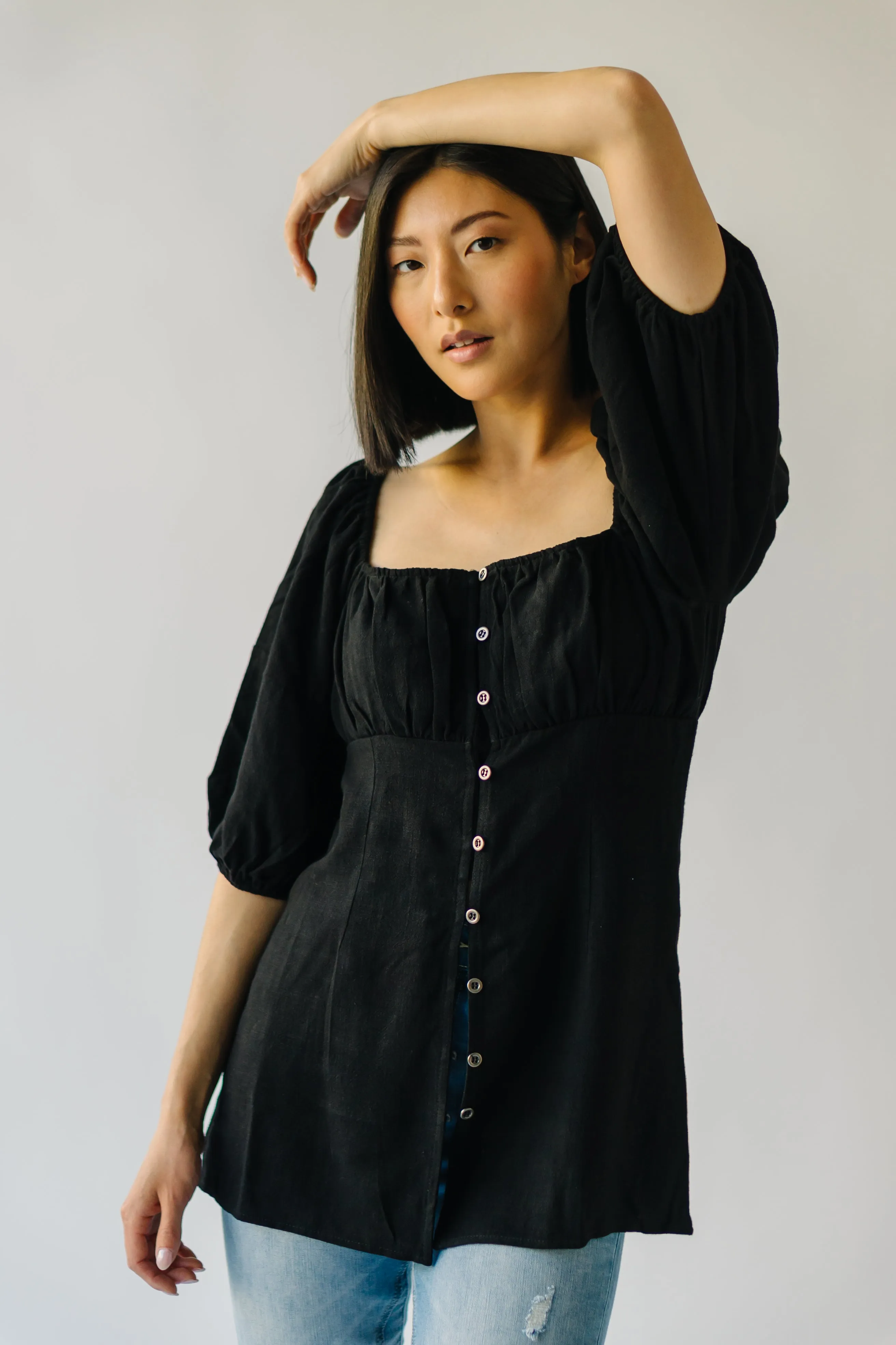 The Lillet Button-Up Blouse in Black