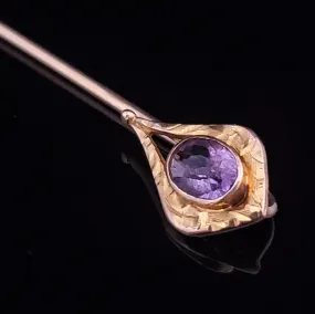 The Slidell - Vintage Amethyst 10k Gold Stick Pin