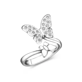 Two Butterfly Ring Sterling Silver Adjustable