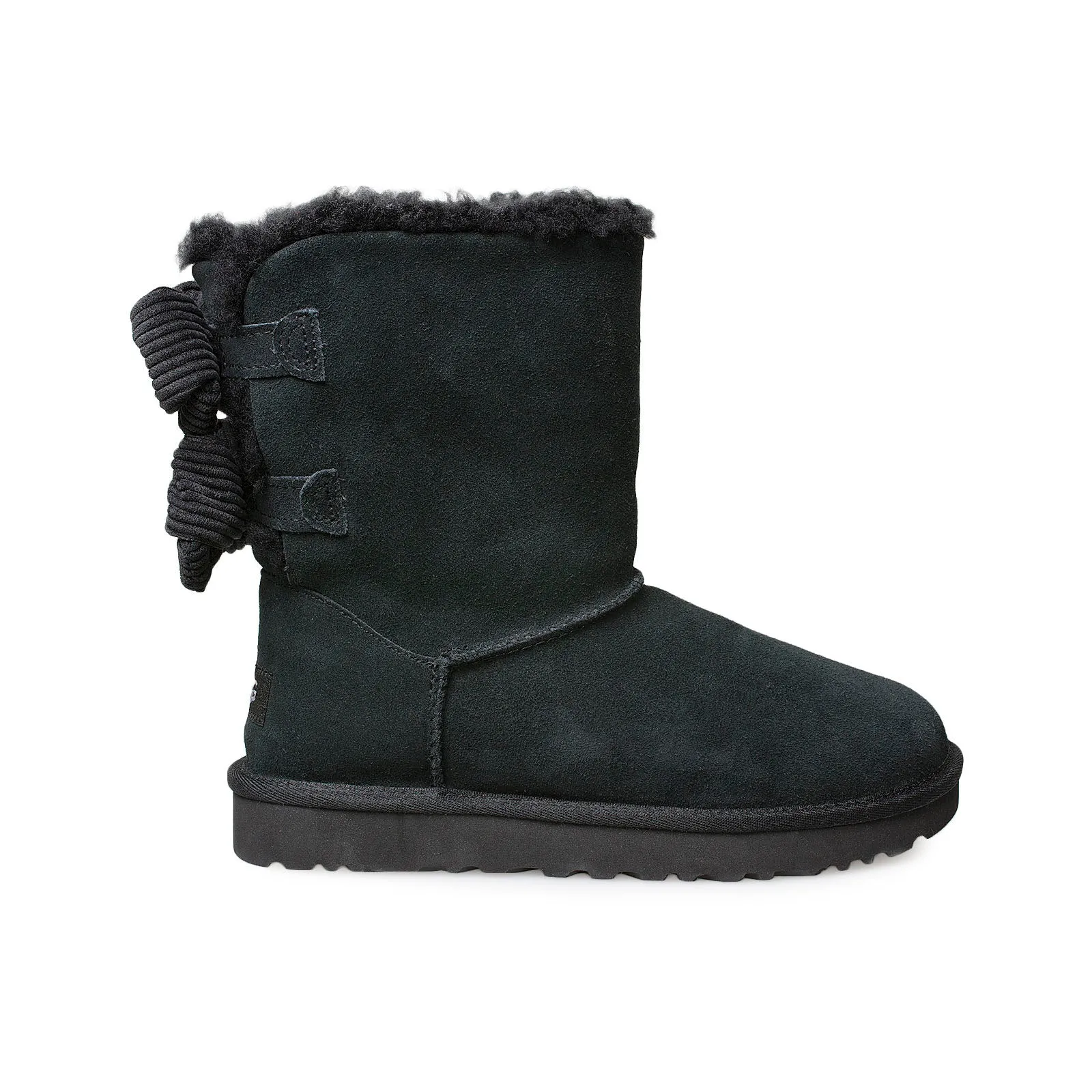 UGG Bailey Corduroy Bow Black Boots - Women's