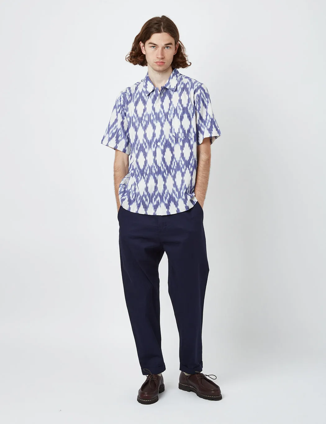 Universal Works Road Shirt (Organic) - Summer Ikat Ecru