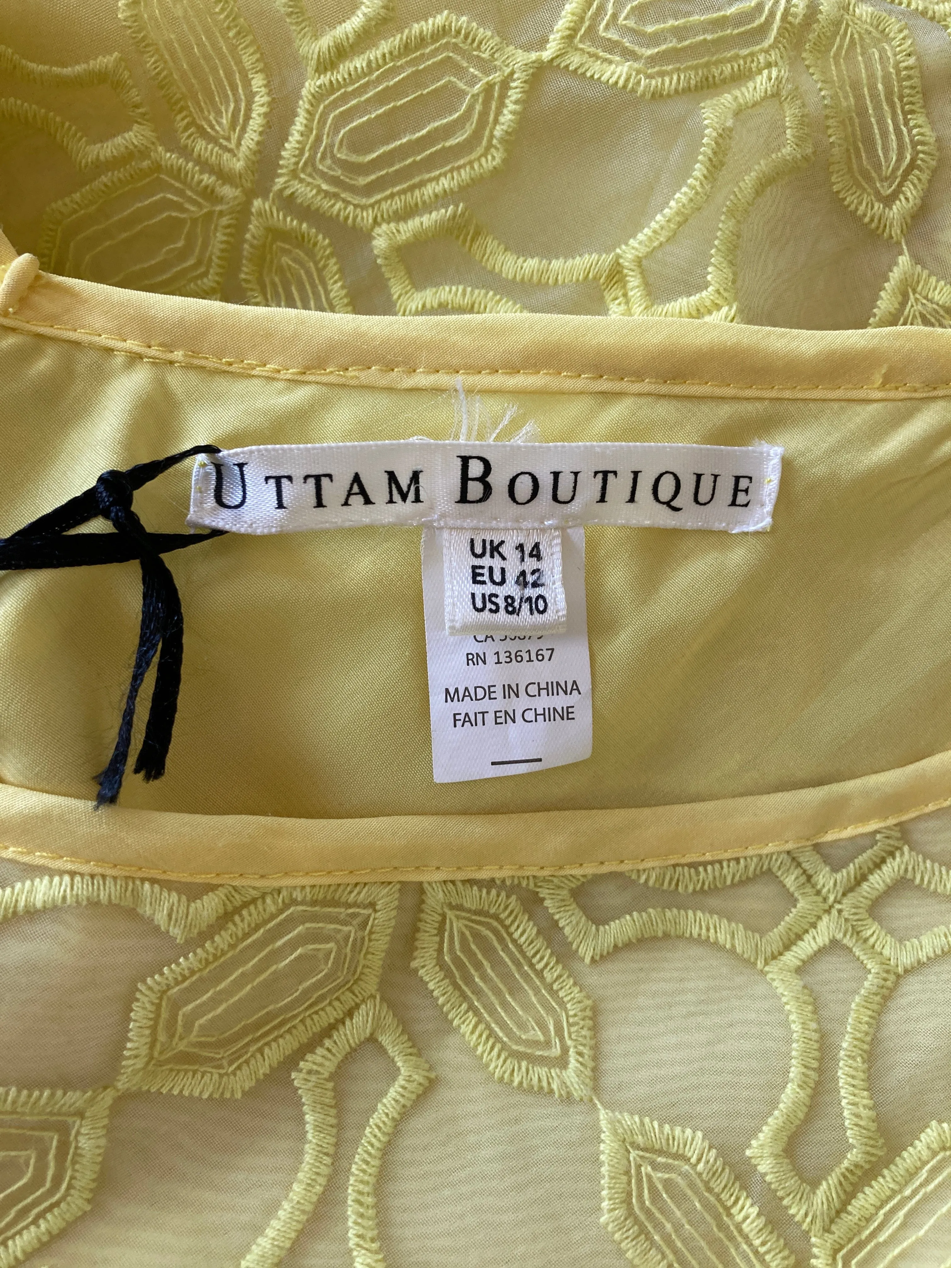 Uttam Boutique Yellow Lace Dress, 10