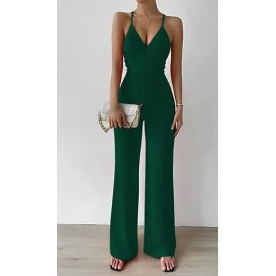 V-Neck Palazzo Jumpsuit