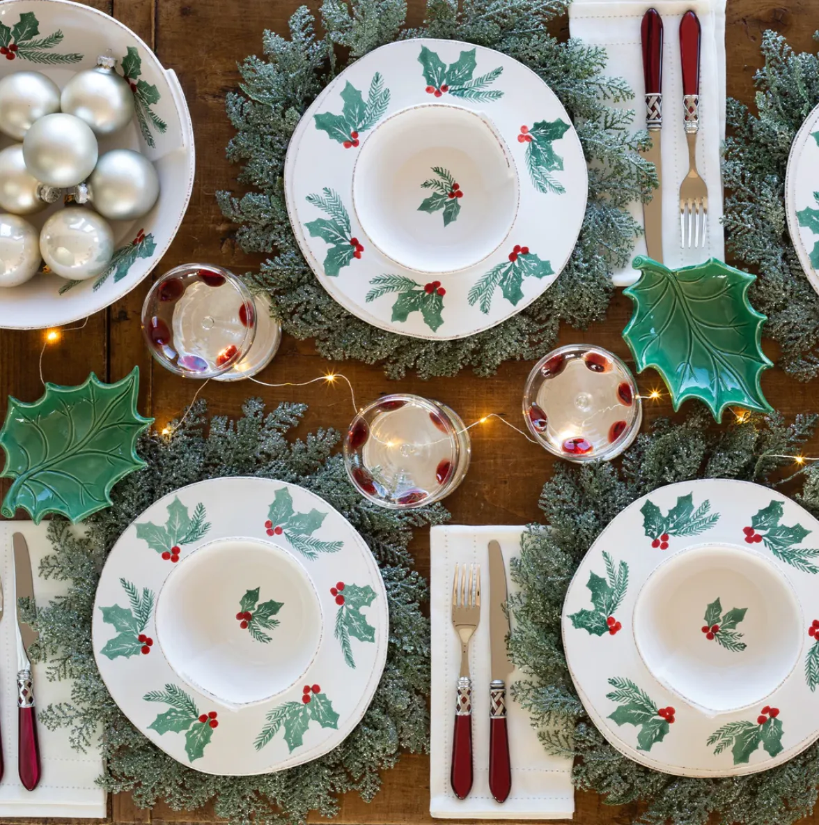 VIETRI Lastra Evergreen Holiday Dinner Plate