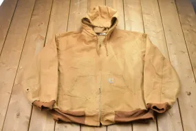 Vintage 1990s Carhartt Full Zip Hooded Jacket / Workwear / Streetwear / Made In USA / 90s / Thermal Lined Jacket / Distressed Carhartt