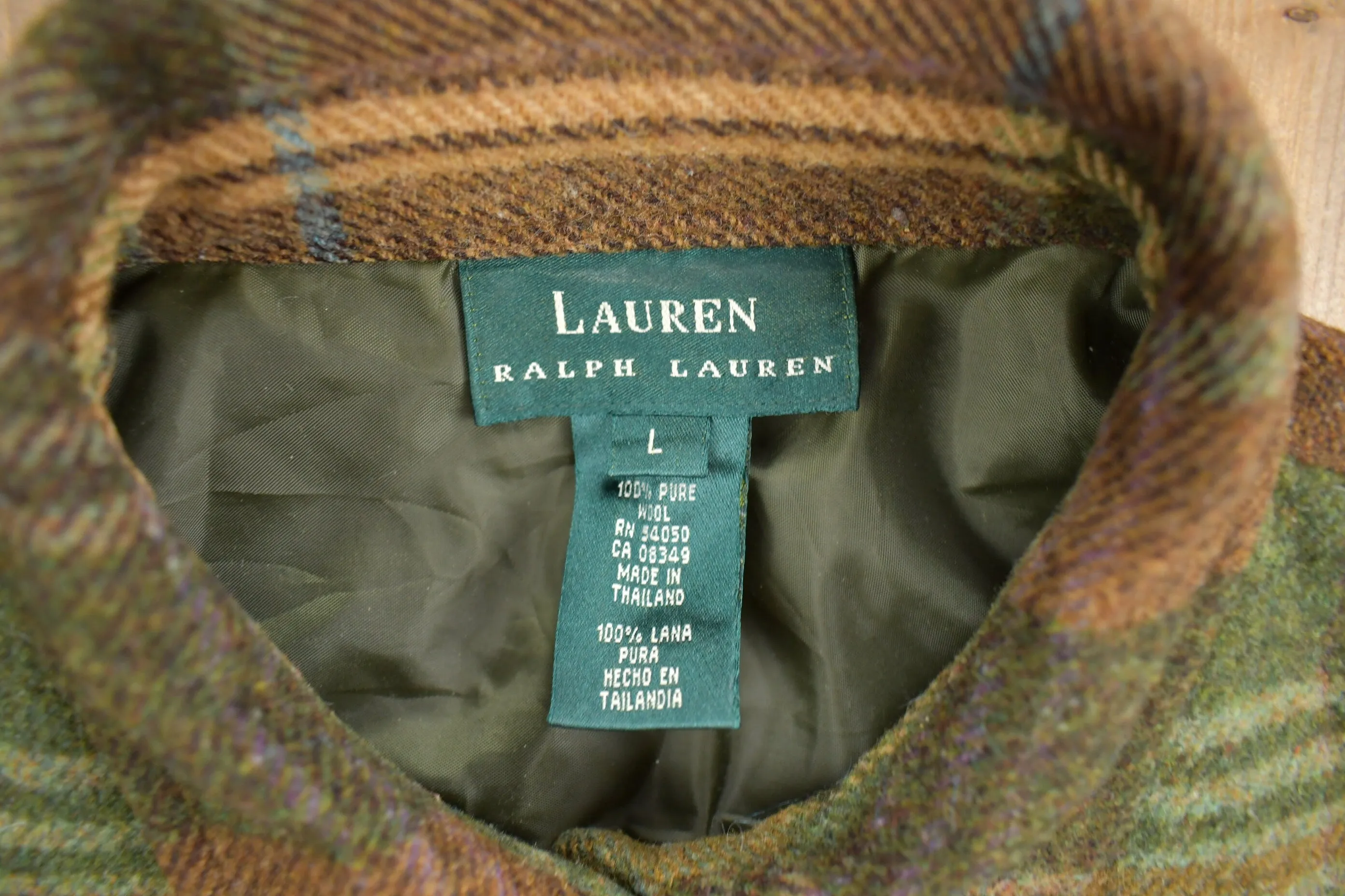 Vintage 1990s Lauren Ralph Lauren Wool Zip Flannel / Light Jacket / Vintage Flannel / Plaid Shirt / Women&#39;s