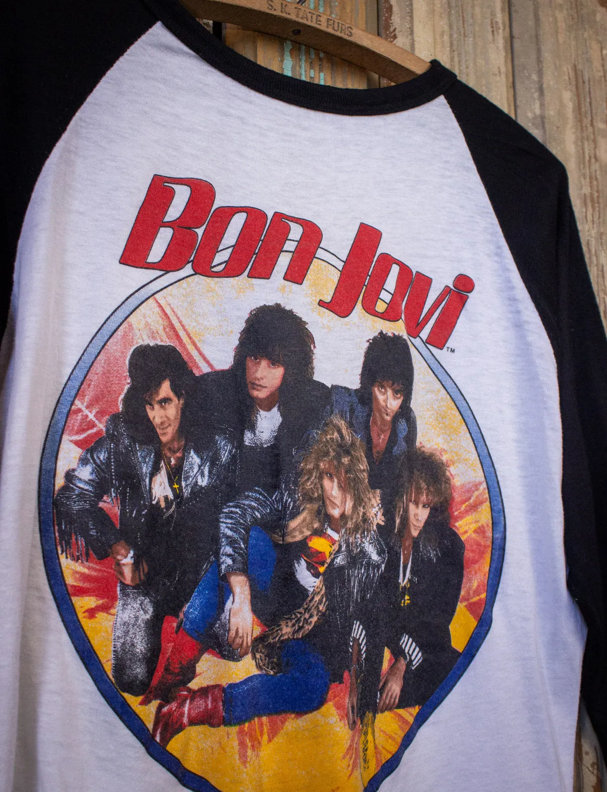 Vintage 86-87 Bon Jovi Slippery When Wet Raglan Concert T Shirt Large