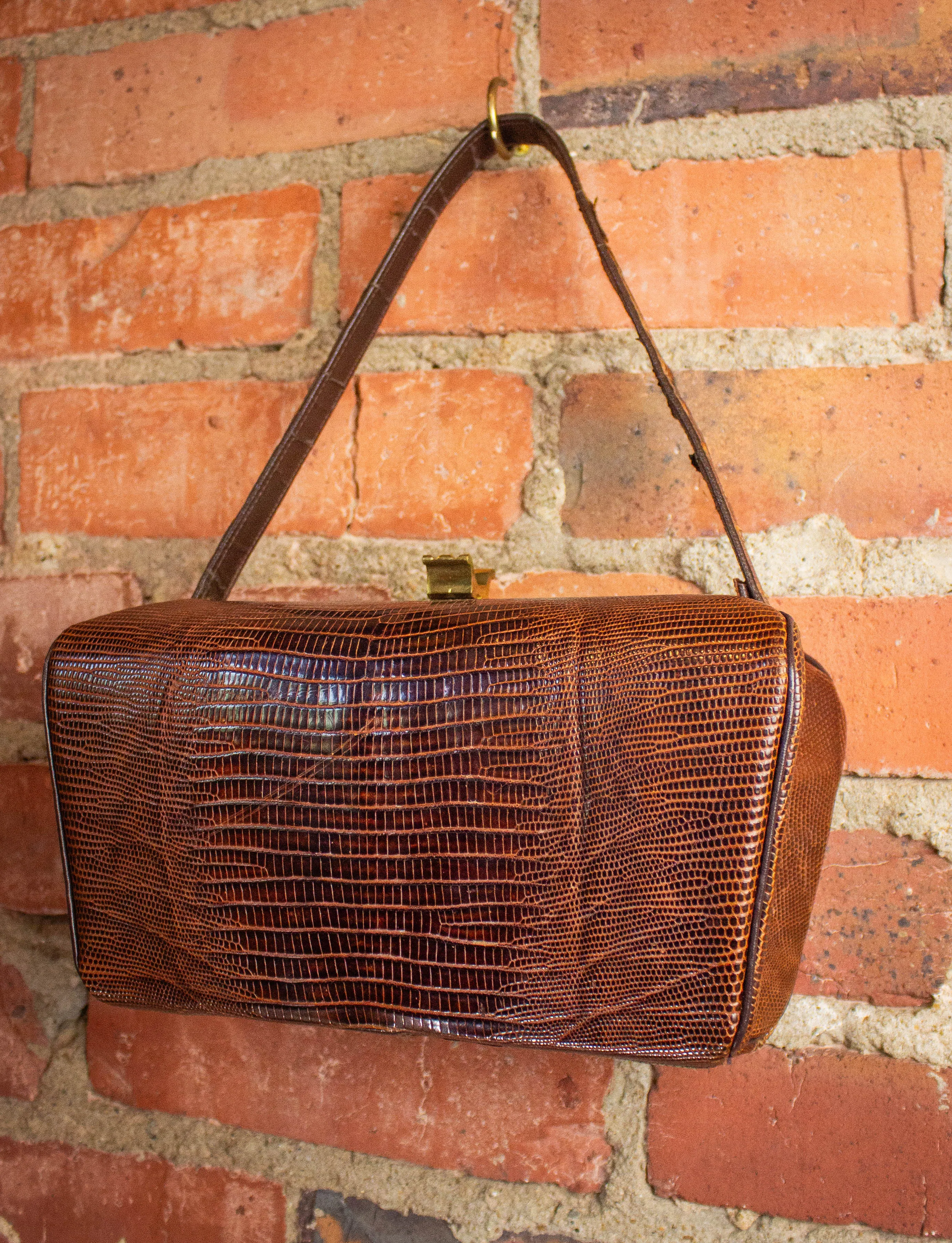 Vintage Brown Lizard Handbag Purse