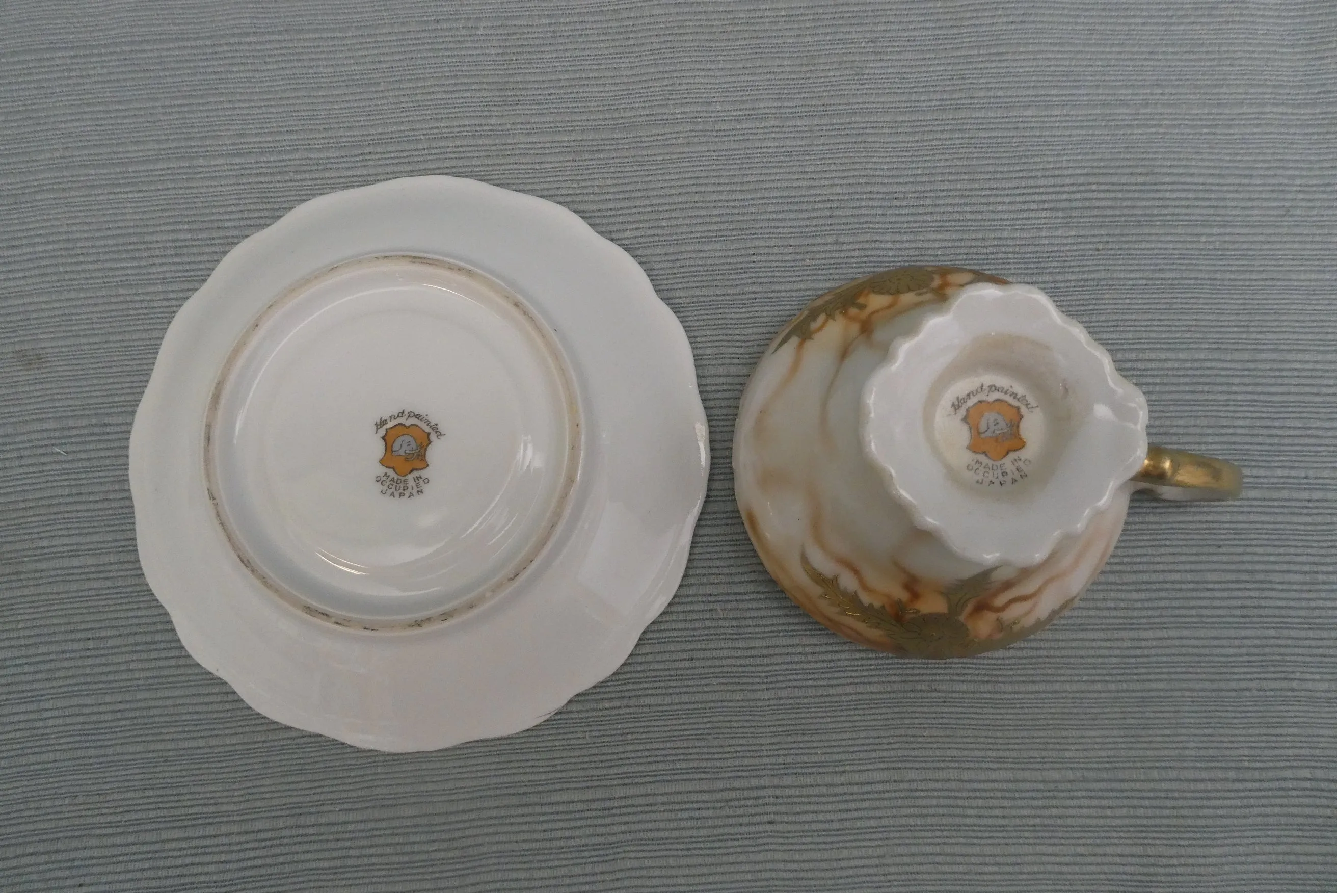 Vintage Gold Leaf Cup and Saucer, Occupied Japan