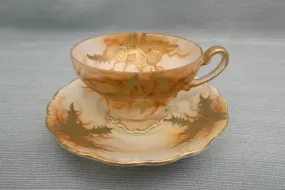 Vintage Gold Leaf Cup and Saucer, Occupied Japan