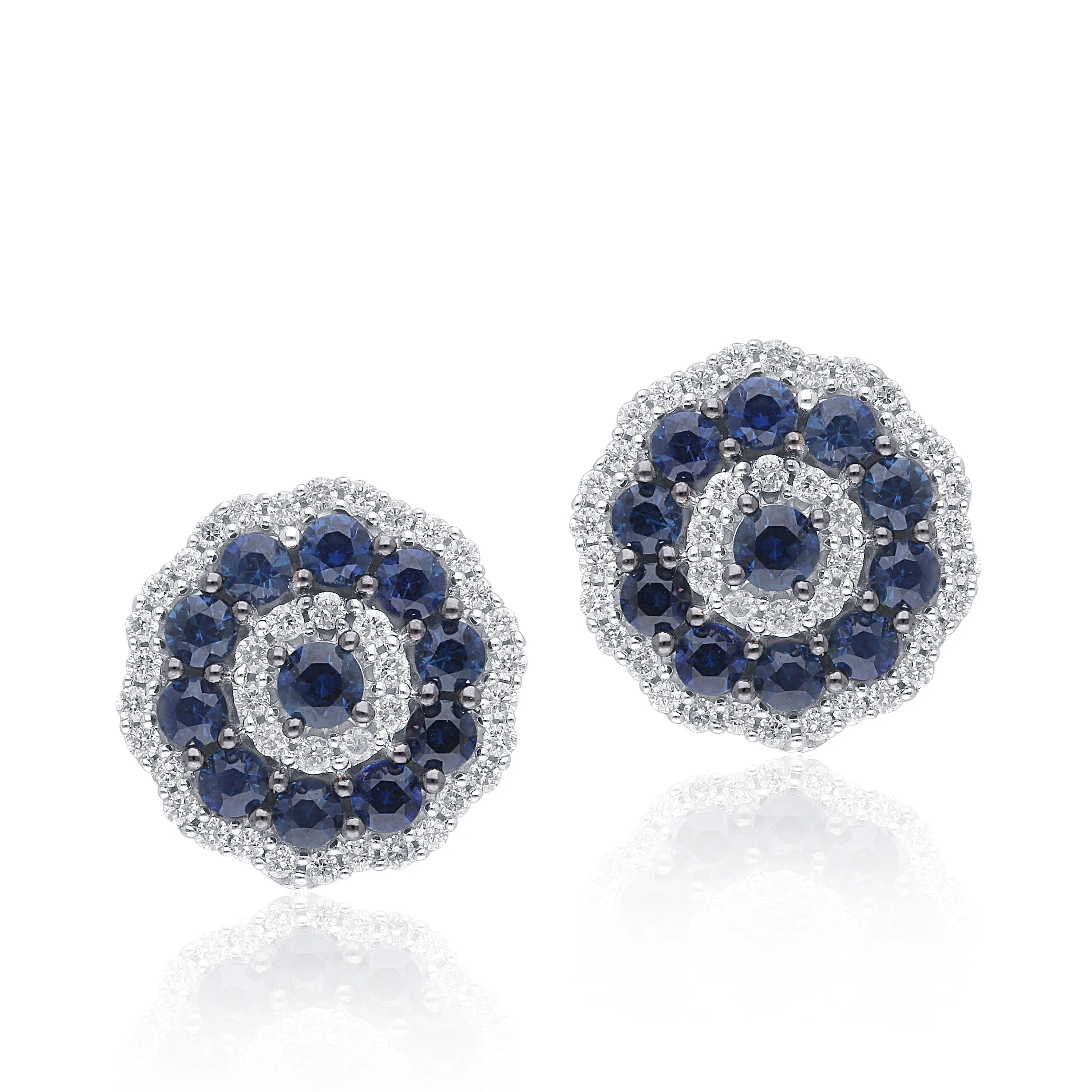 White Gold Sapphire & Diamond Infinite Stud Earrings