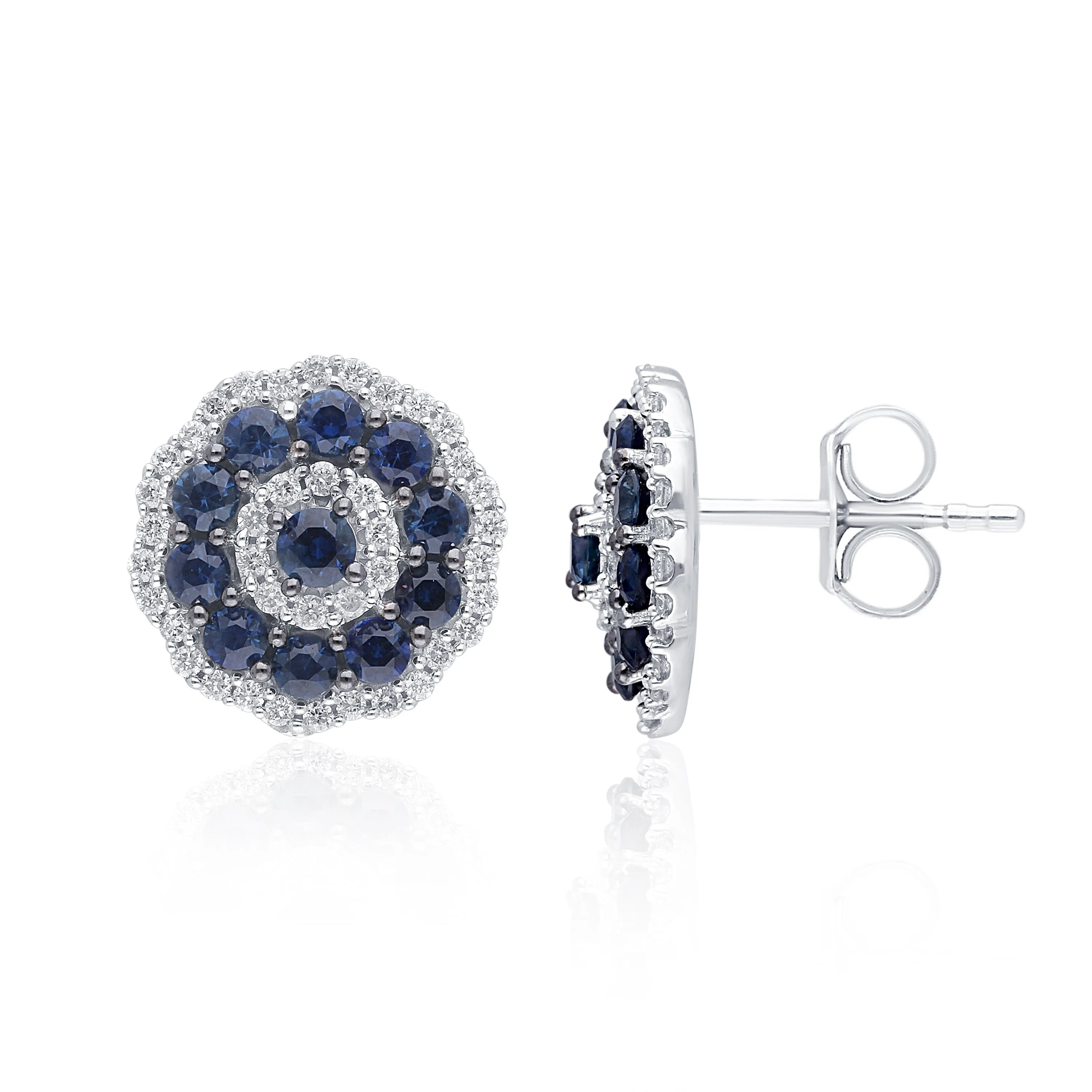 White Gold Sapphire & Diamond Infinite Stud Earrings